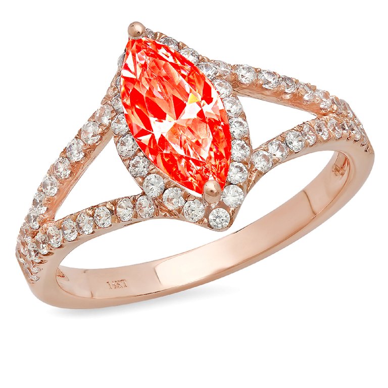 1.2ct marquise cut red simulated diamond 14k rose gold anniversary