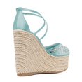 thumbnail image 4 of XYD Women Espadrilles Wedge Sandals Woven Straw Peep Toe Rhinestones Platform Heels Slender Crossover Straps Glamour Party Shoes Size 12 Blue, 4 of 4