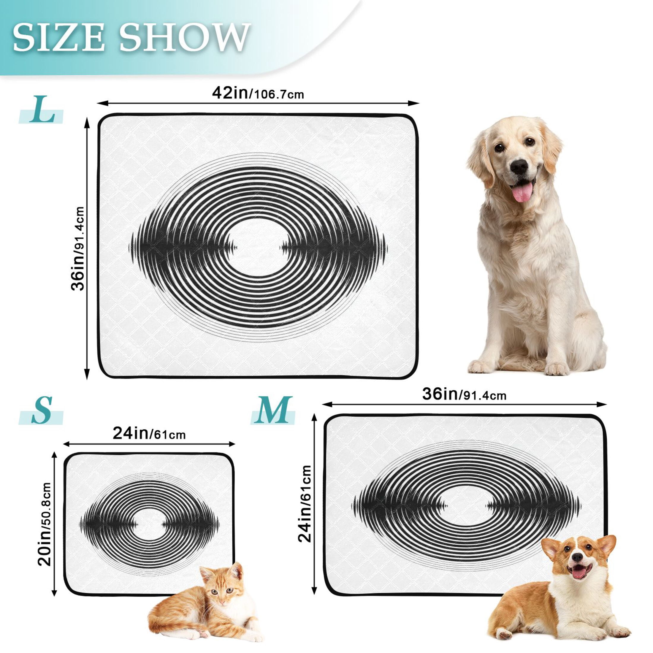IAUYY Washable Pee Pads for Dogs Smallx3 Absorbent and Leak-Proof Non-Slip Reusable Puppy Pee Pads for Dogs Applicable to Playpen Potty Crate Black and White Circular Art