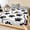White, Jet Black, Slate, Silver, variant on Full Size Fitted Sheet Set - Terracotta Paw Print 3 Piece Bedding Sets 16" Deep Pocket Fitted Sheet with 2 Pillowcases, Funny Animal Foot Swirl Line Anstract Brushed Microfiber Hotel Bed Sheets