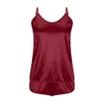 thumbnail image 4 of Sling Pajama Set for Women, Solid Color Sleeveless Round Neck Matching Top and Shorts, Hand Wash Cold, All-Season Lingerie Set, 4 of 8