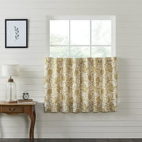 VHC Brands Dorset, Farmhouse Cafe Tier Curtain, Floral, Gold, 36x36, Set of 2