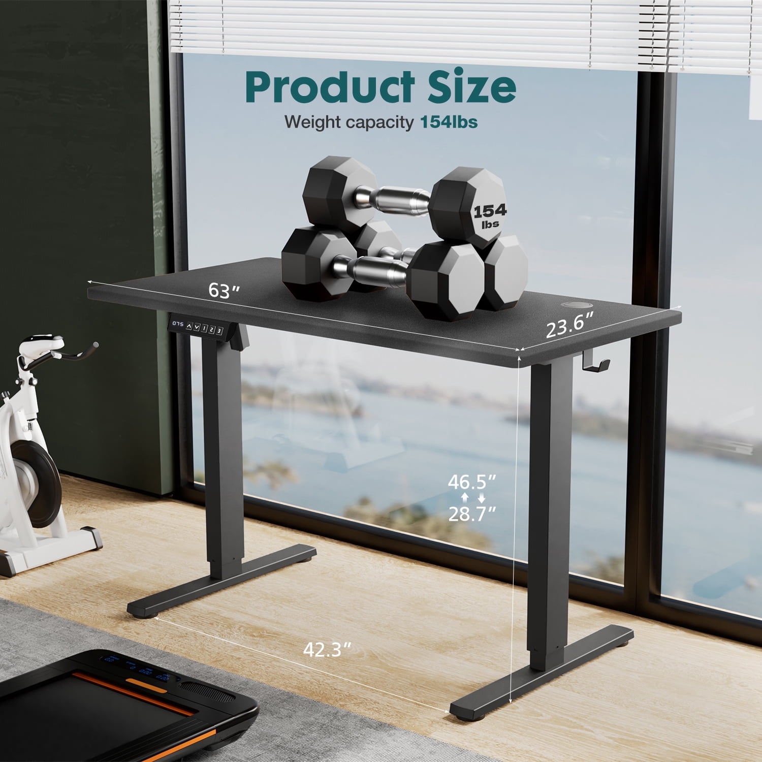 TINKLE WELL Updated Electric Standing Desk, 63 x 24'' Adjustable Height Electric Standing Computer Desk, Ergonomic Workstation with 3 Memory Controller, Bamboo Texture, Black
