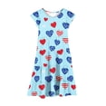 thumbnail image 6 of Girls Short Sleeve Ruffled Dress 4th of July Outfits for Girls, Red White Blue Print Summer Sundress Casual Playwear 9-10 Years, 6 of 6