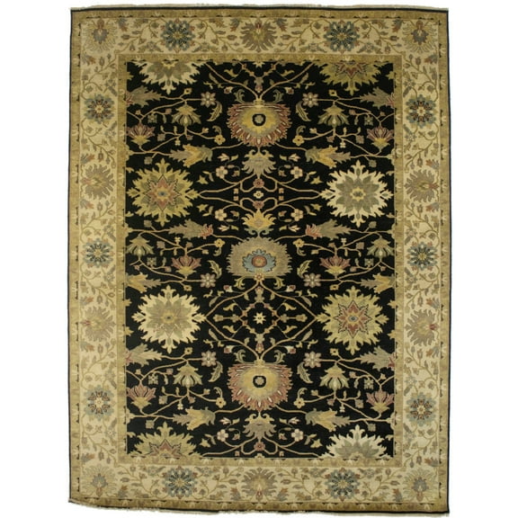 Black Floral 8X11 Osh Chobi Peshawar Oriental Rug