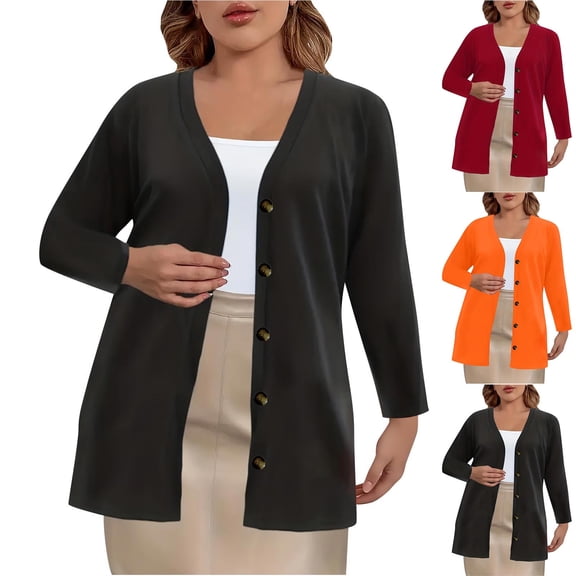 Ashirexll Womens Fleece Coats Long Sleeve Tops Ladies Large Size Color Button Up Slightly Elastic Long Sleeve Cardigan