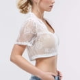 thumbnail image 3 of DuoJiaJ Traditional Bavarian Dirndl Blouse Women's Long Sleeve Stretch Lace Top For Oktoberfest Events German Style Hollow Lace Shirt Womenâs V-Neck Tops White, 3 of 5