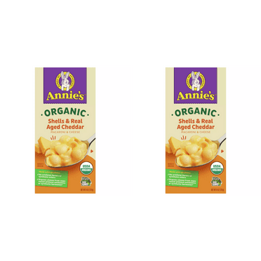 Annie's Organic Shells & Real Aged Cheddar Macaroni and Cheese, 6 oz PACK OF 2, Organic Shells and Aged Cheddar, Healthy Mac and Cheese
