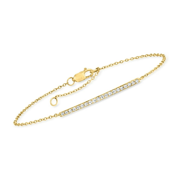 Pure Collection by Ross-Simons 0.20 ct. t.w. Diamond Bar Bracelet in 14kt Yellow Gold, Women's, Adult