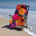 thumbnail image 4 of PHYHOO Kids Bath/Pool/Beach Towel, Colorful Roses Oversized Quick Dry Microfiber Beach Towel Flowers Painted Lightweight Sand Free Towel Super Soft &amp; Absorbent for Travel Swimming Sports 30x60in, 4 of 8