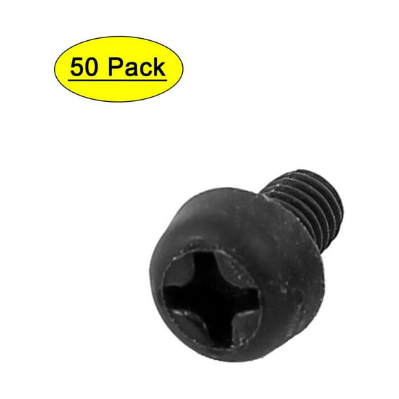 Unique Bargains M3 x 5mm Nylon Phillips Cross Pan Head Machine Screws Black (50- Pack)