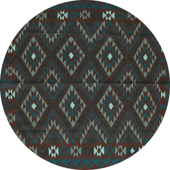 Ahgly Company Indoor Round Southwestern Light Blue Country Area Rugs, 4' Round