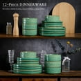 thumbnail image 4 of Vesteel Dinnerware Sets, 12-Piece Stoneware Plates and Bowls Set, Dishes Set for 4, Elegant Ceramic Dinnerware for Home Restaurant - Jade Green, 4 of 10