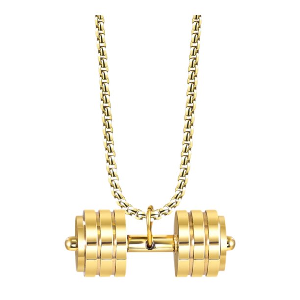 Colgante Con Mancuernas Para Hombre, Decoración Deportiva, Collar Creativo Para Fiestas Navideñas, Dorado Oro