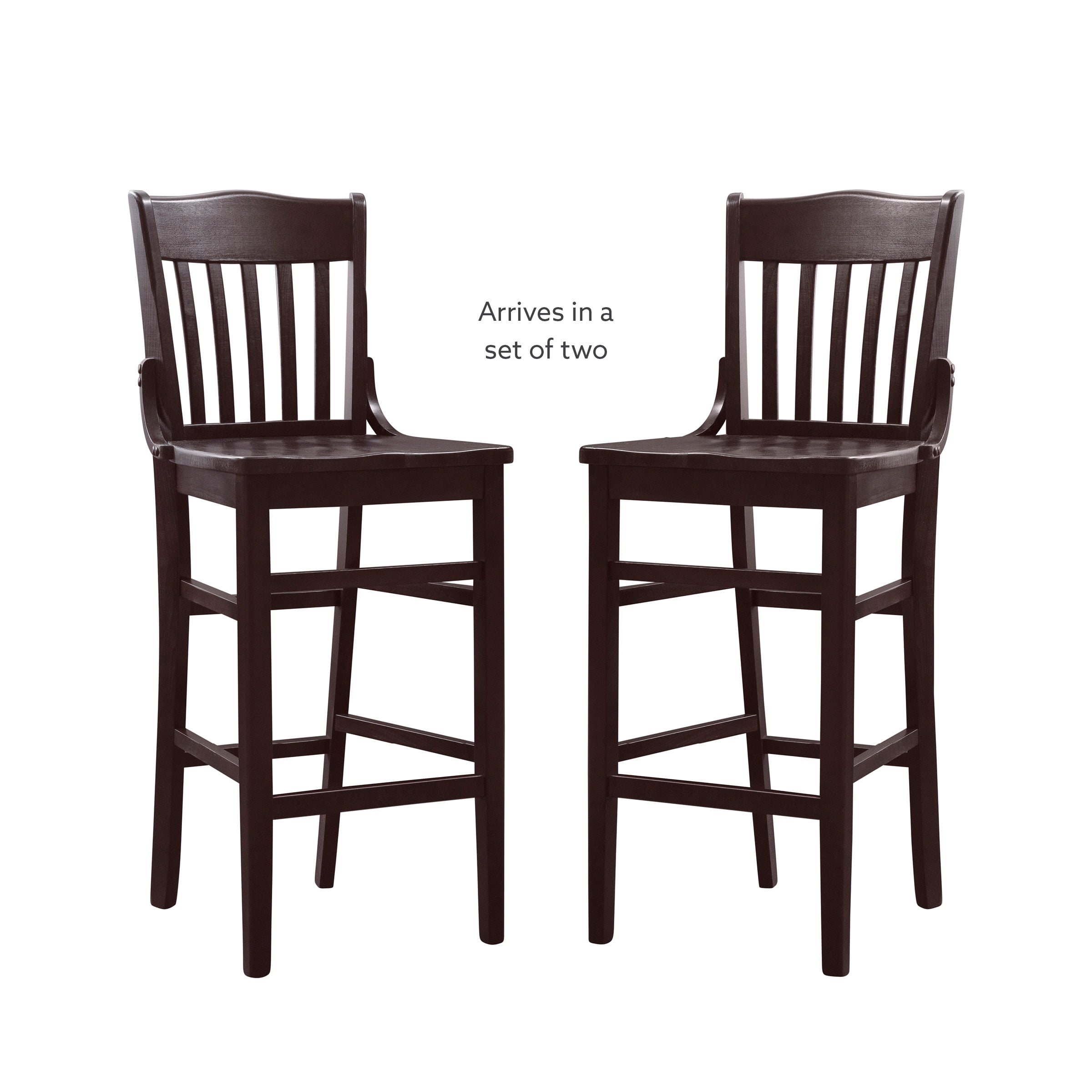 Linon Judah High Back 30" Bar Stools Set, 2-Piece, Brown Finish