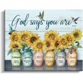 thumbnail image 2 of God Says You are Canvas Wall Art Hummingbird Sunflower Positive Quotes Farmhouse Wall Decor for Home Office Apartment Paintings Ready to Hang (11.6 x 13.7 inch, Blue - God), 2 of 5