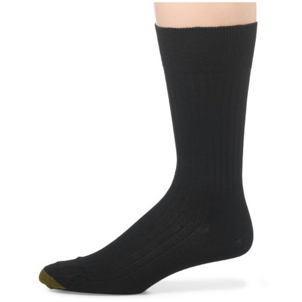 GOLDTOE Gold Toe Men's English Ribbed Lisle NonElastic Sock, Black