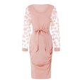 thumbnail image 1 of ZAXARRA Robe de Maternité pour Femmes, Robe Midi à Manches Longues à Col Rond avec Fleurs et Ceinture à la Taille, Robe de Grossesse, 1 of 9