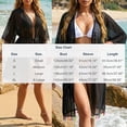 thumbnail image 4 of UVEASISHA Women Swimsuit Coverups with Tie Sheer Midi Length Kimonos Tassel Boho Swimwear Cover Ups 3/4 Sleeve Open Front Cardigans Black S, 4 of 10