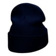 thumbnail image 3 of School Worm Apple Embroidered Long Knitted Beanie - Navy OSFM, 3 of 5