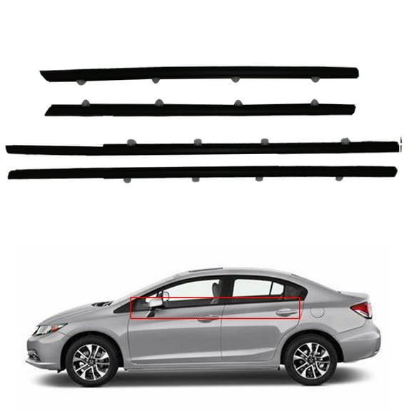 Genrics Weatherstrip Window Moulding Trim Seal Belt Replacement for 2012-2015 Honda Civic
