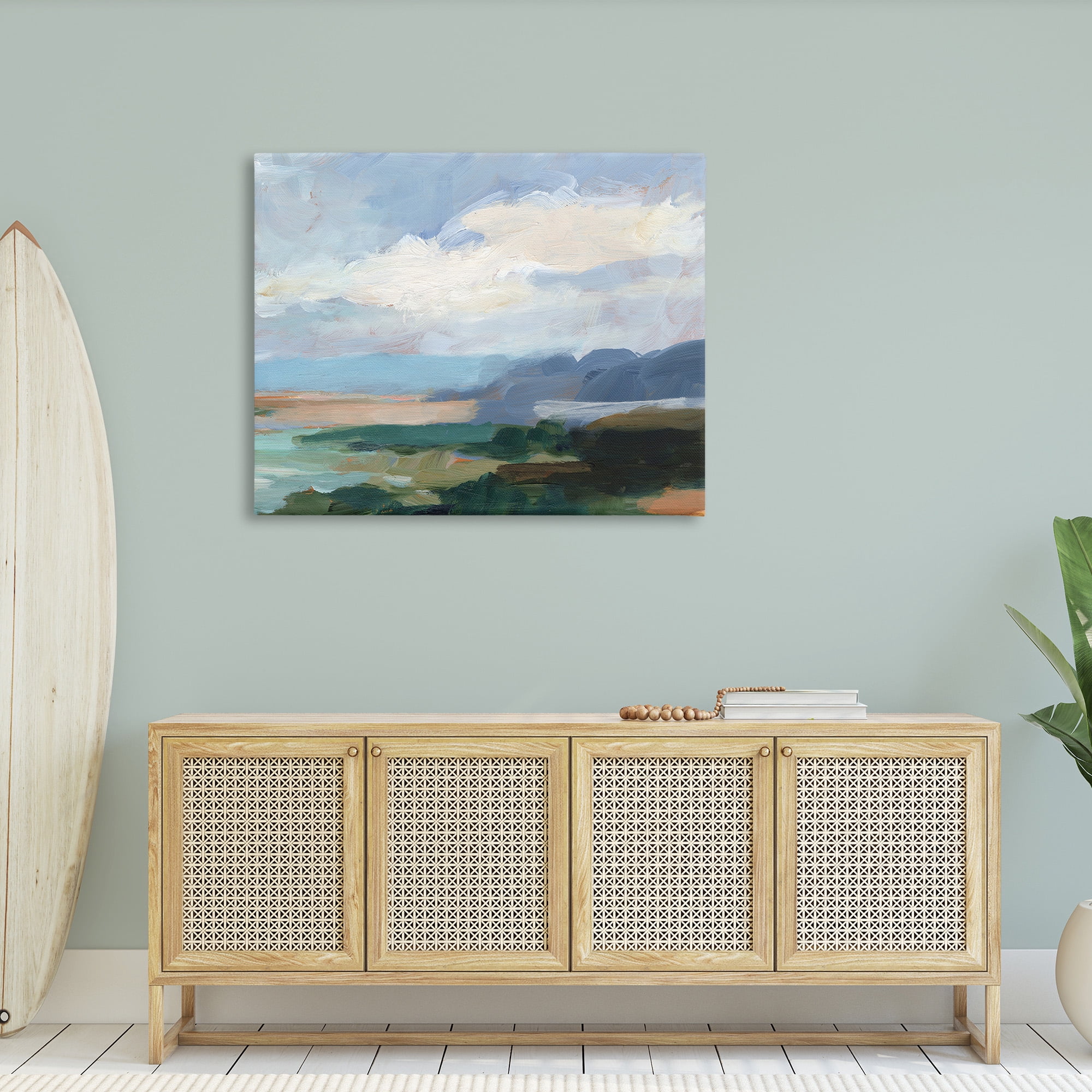 Stupell Industries Traditional Cloudy Beach Landscape Painting Gallery Wrapped Canvas Art Print Wall Art, 48 x 36