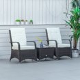 thumbnail image 2 of Outsunny 3 Piece Rattan Patio Furniture Set Bistro Set w/ Cover, Cream, 2 of 10