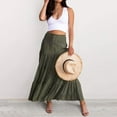 thumbnail image 6 of KDFJPTH Womens Skirts Summer Elastic High Waist Boho Maxi Casual Drawstring A Line Long Skirt, 6 of 8