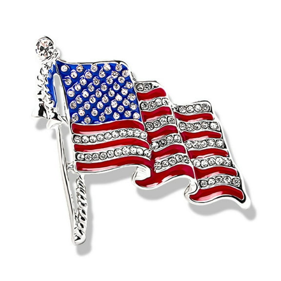 HETICA Enamel USA American Flag Brooch Pin, Crystal American Flag Pin for Clothes Scarf Bag Hat, Lapel Us Brooches Patriotic Medal Brooches Men and Women's Birthday Gifts