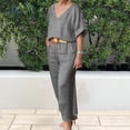 thumbnail image 3 of Ensembles 2 Pcs pour Femmes Décontractés Ensembles Jupe 2 Pcs pour Femmes Ensemble de Vêtements d'Été Femme Col Rond Manches Courtes Hauts Pantalons Ensembles Style Pantalon Décontracté S_732 Survêtements pour Femmes Gris TTG, 3 of 6