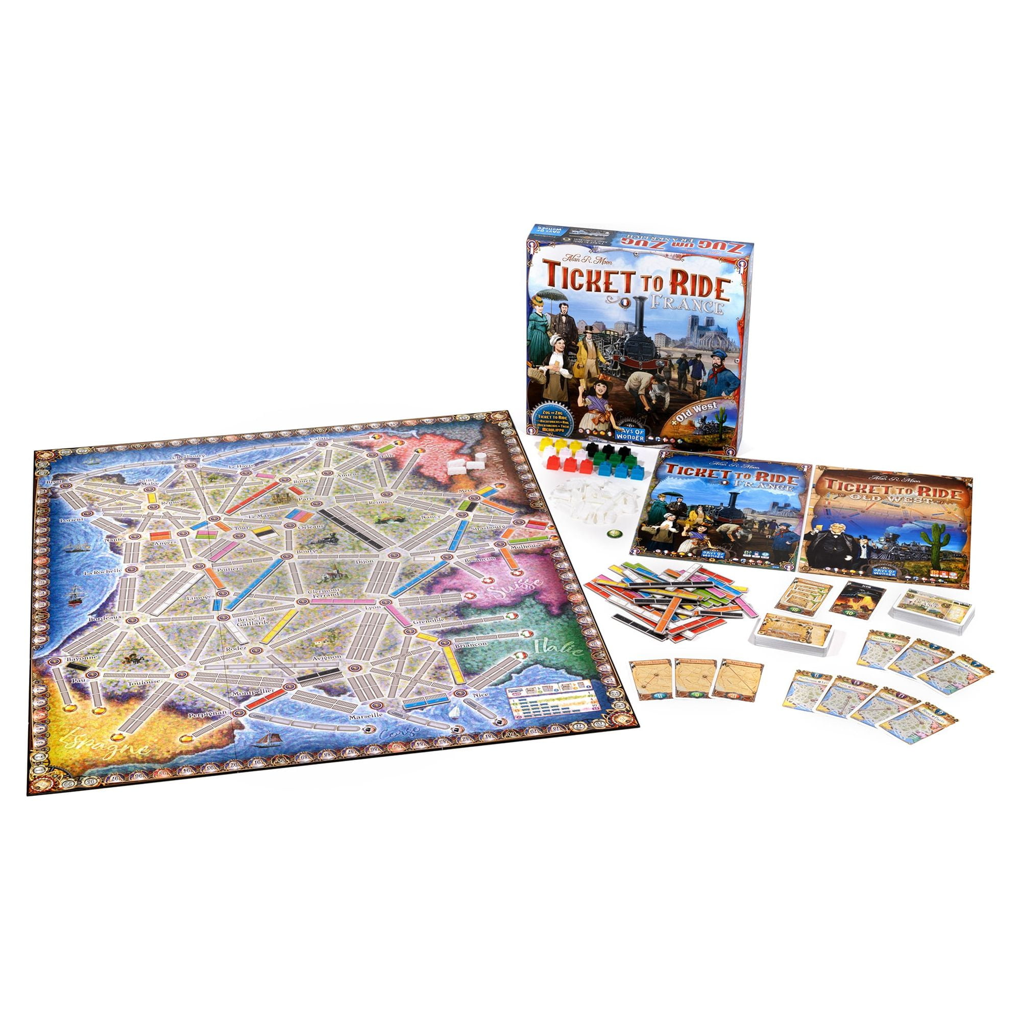  Ticket to Ride France + Old West Board Game EXPANSION, Train  Route Strategy Game, Fun Family Game for Kids and Adults, Ages 8+, 2-6  Players