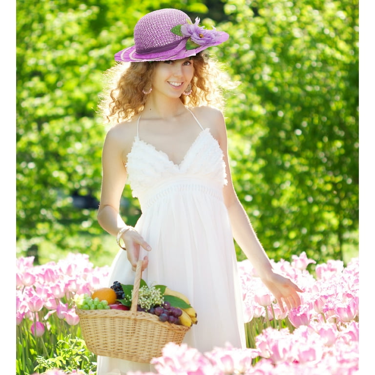 Mozlly Tea Party Hats for Girls and Boys Cute Kids Straw Sun Hat