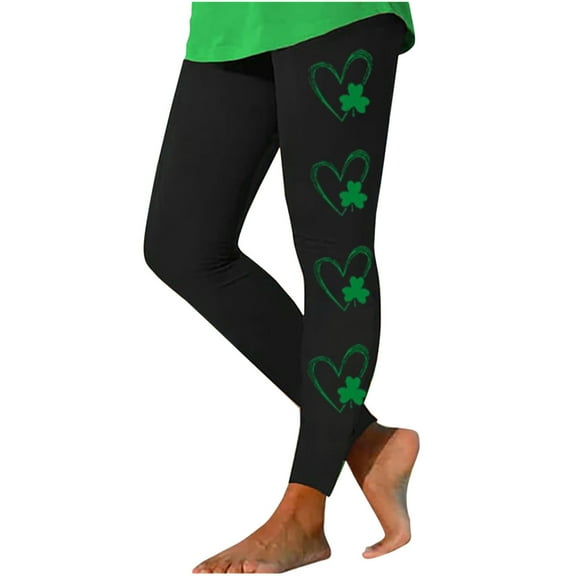 Buigttklop Pants for Women 2024 Womens Saint Patrick Printing Stretch Leggings Fitness Running Gym Sports Full Length Active Pants