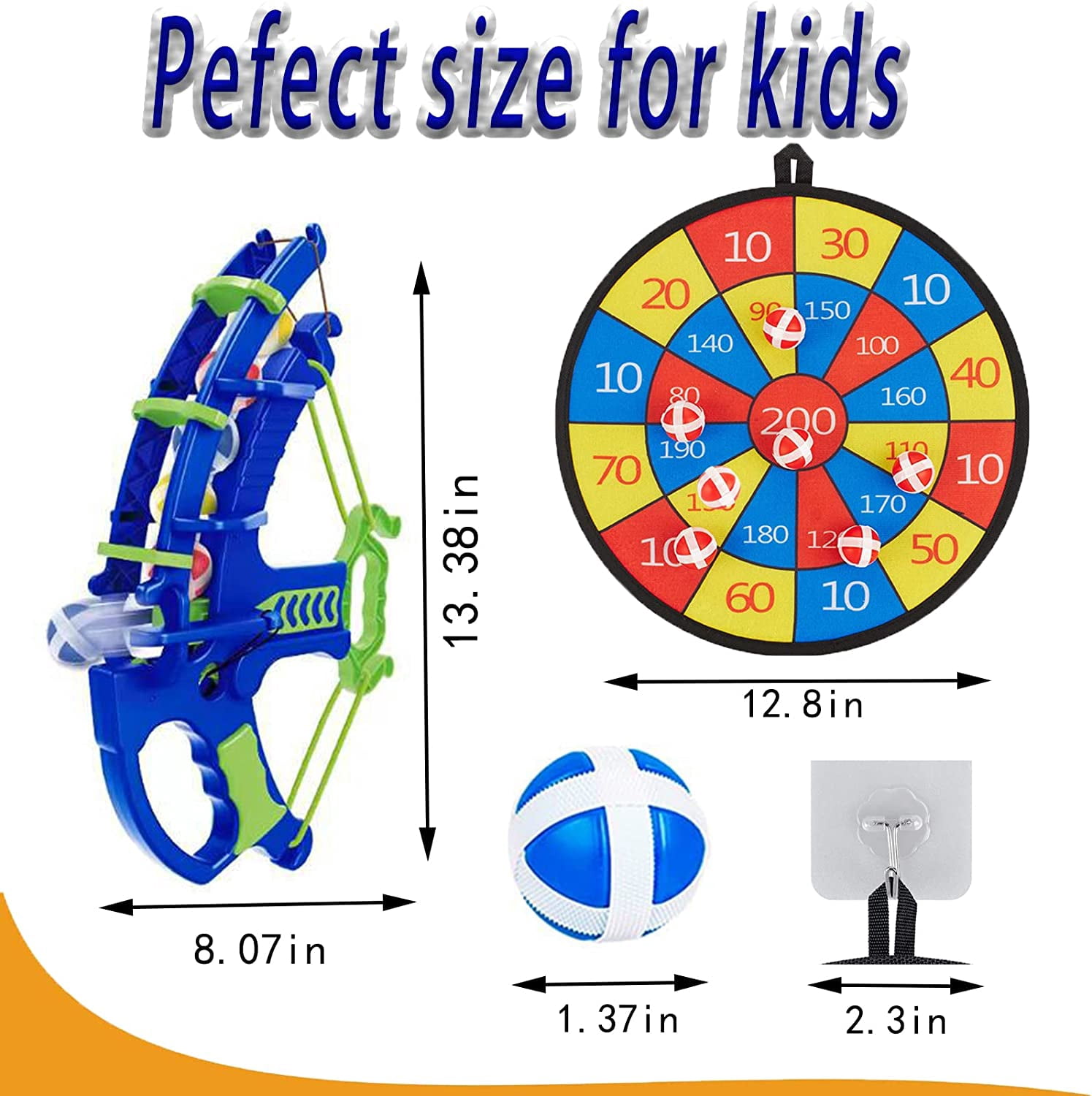 Bow and Arrow for Kids 4-6 Kids Youth Sticky Balls Bow and Arrow Toy Archery Toy Set Outside Outdoor Toys Family Games Sports Toys Gifts Ideas for Kids Age 8 9 10 11 12 13 14 Year Old Boys