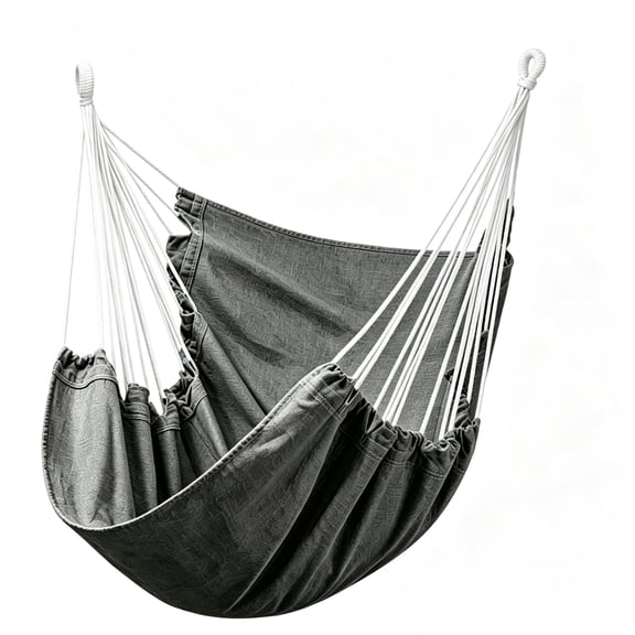 Hammock Chair Hanging Rope Swing Seat for Indoor Outdoor, Sturdy Cotton Weave Hammock Swing, Max 300Lbs Hanging Hammock Chair (Pole and Pillows NOT Included, Gray)