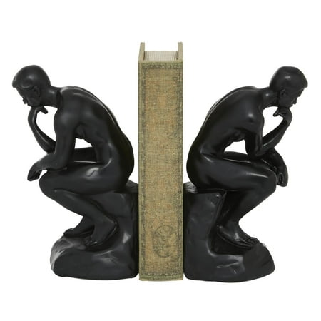 DecMode 5" The Thinker People Black Polystone Bookends (Set of 2)