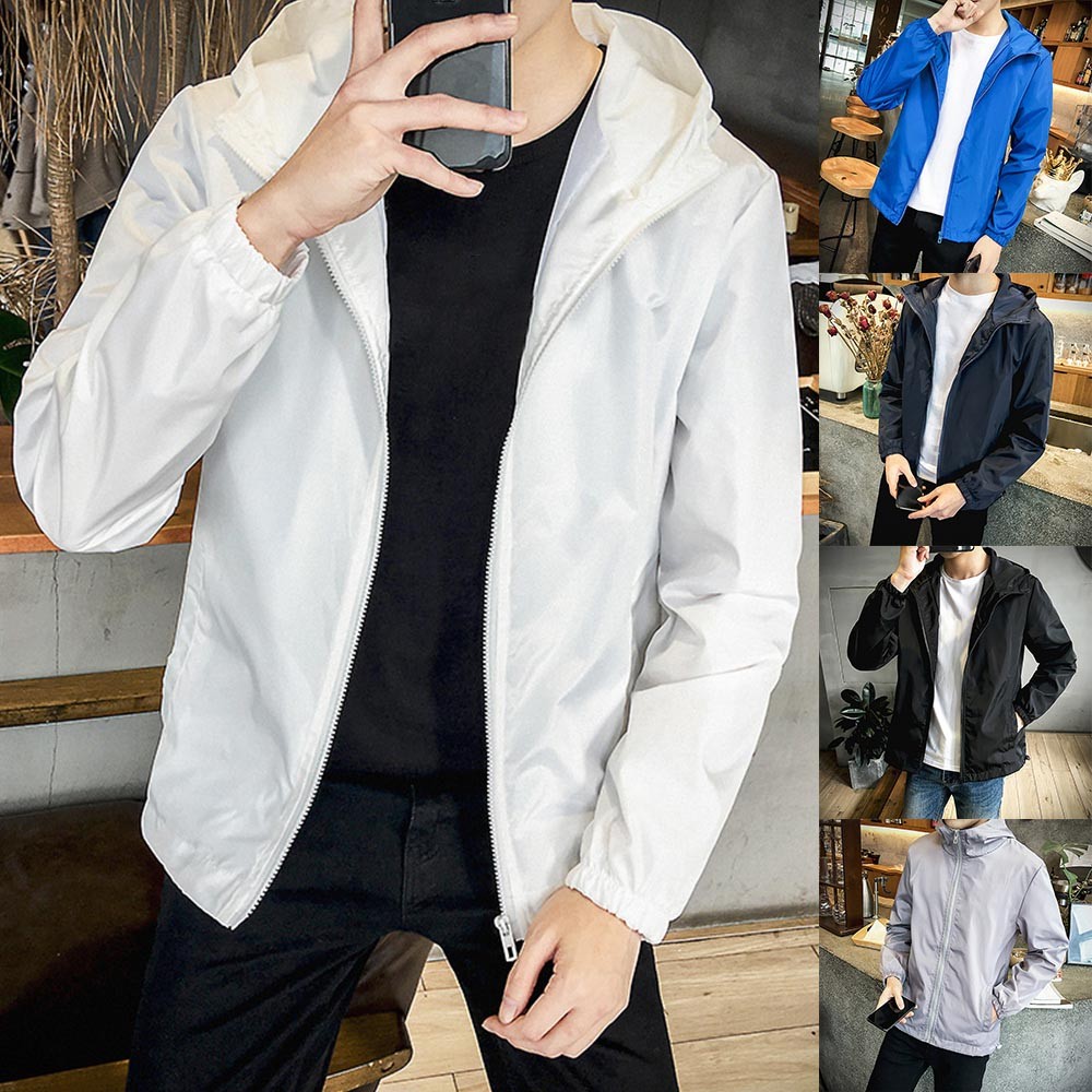 Fule Men Waterproof Jacket Hooded Coat Outwear Lightweight Windbreaker Breathable - image 4 of 9