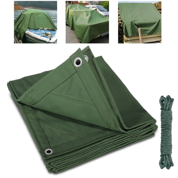 TOPCHANCES 16oz. Heavy Duty Canvas Tarp with Rustproof Grommets, 26 Mil Waterproof Tarpaulin Cover for Canopy Tent, Roof, Camping, Woodpile (2x2.5m)
