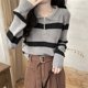 thumbnail image 3 of Striped Half Zipper Polo Collar Pullover Sweater for Women's Fashion Sense Worn on the Outside and on the Inside Loose Knit, 3 of 5