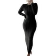 thumbnail image 1 of OUSITAID Nouveau Produit Introduction, Femmes Automne Hiver Manches Longues Torsadées Bodycon Chaud Maxi Pull Robe, 1 of 6