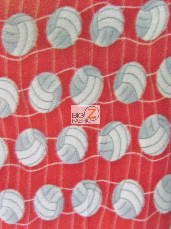 Fleece Printed Fabric Sports Volleyball / Volleyball White Net Red