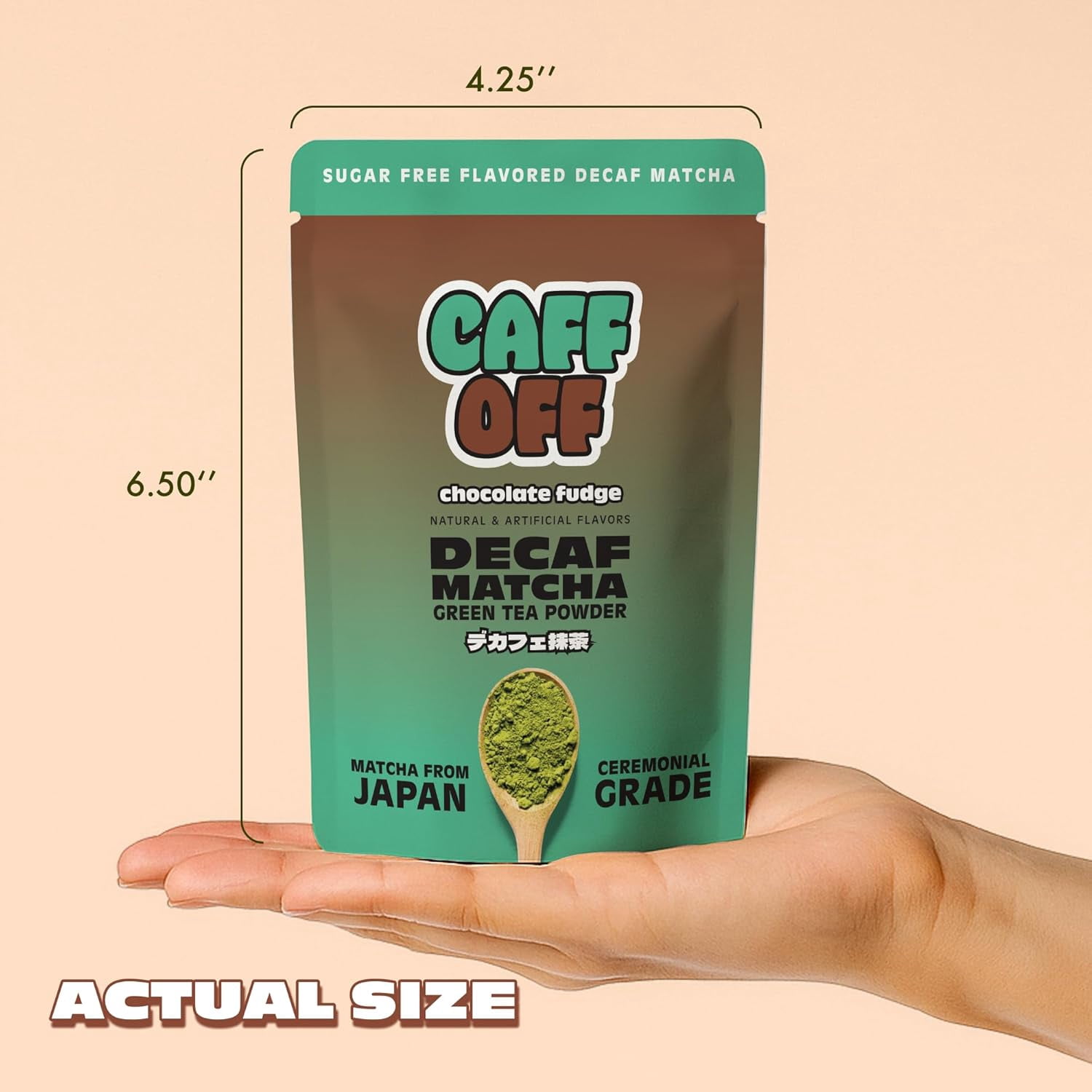 Caff Off Decaf Chocolate Matcha Green Tea Powder From Japan – 1.06 oz / 30 g – Ceremonial Grade & Sugar-Free – No Fillers or Milk Powders – Naturally Decaffeinated Without Chemicals