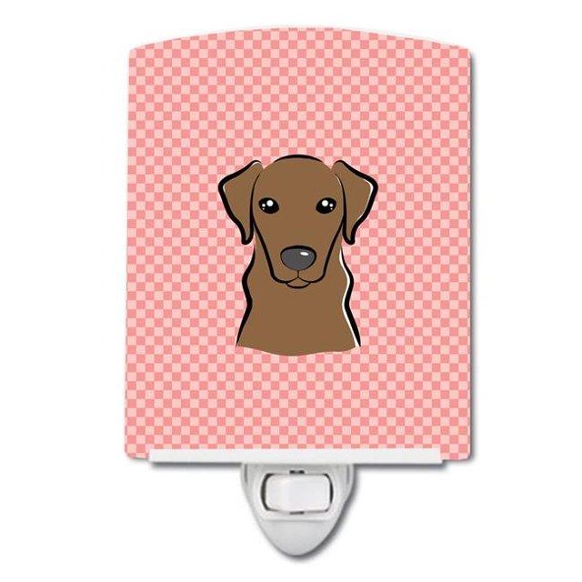 Carolines Treasures BB1234CNL Checkerboard Pink Chocolate Labrador Ceramic Night Light