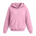 thumbnail image 5 of Rrxhxhs Hoodies for Girls Solid Color Half Zip Long Sleeve Oversized Casual Hooded Sweatshirt with Kangaroo Pocket,Pink,3-4 Years, 5 of 5