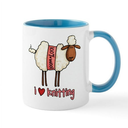 

CafePress - I Love Knitting Mug - 11 oz Ceramic Mug - Novelty Coffee Tea Cup