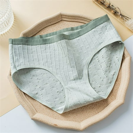 

Breathable Mid Waist Antibacterial Cotton Panties Women Panties Underwear Lingerie Briefs GREEN L