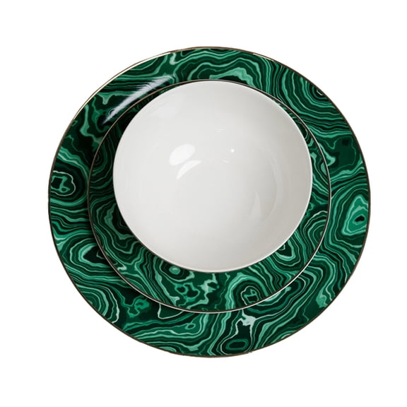 Ozarke Green River Plate Set, Fine Bone China (Set of 12)