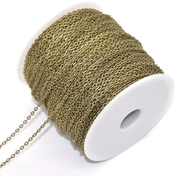 Granjero Gordo Cadena de eslabones de cable de 5 yardas a granel para collares, accesorios de joyería para hacer joyas por su cuenta