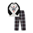 thumbnail image 2 of Family Matching Christmas Pajamas Sets Long Sleeve Elk Print Tops + Plaid Pants or Long Sleeve Patchwork Jumpsuit, 2 of 3