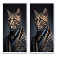 thumbnail image 2 of Designart "Stylish Cat in Fancy Blue Fashion Feline Elegance I" Animals Cat Framed Wall Art Set Of 2 - Children's Art Pink Framed Wall Art Set Of 2, 2 of 6